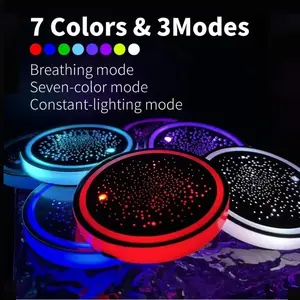 LED Cup Holder Light USB Charging, 7 Color Changing Interior Car Atmosphere Lamp, Anti-Slip Cup Slot, Youth Car Accessories