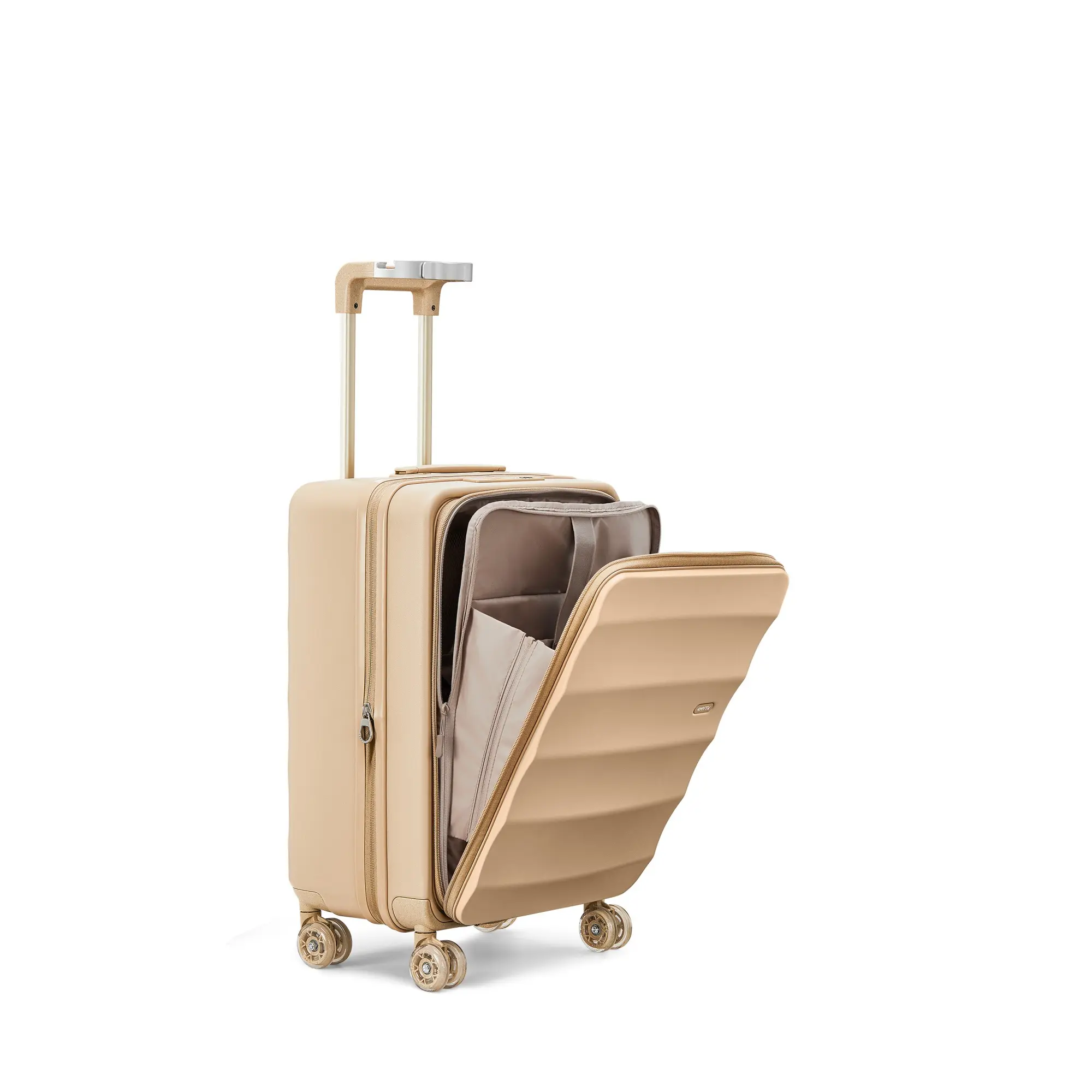 4MYTU 20-Inch Polycarbonate Carry-On Suitcase, Expandable Linear Hardside Luggage with Front Opening, USB Port, 4 Spinner Wheels, and Zip Closure