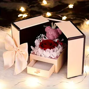 Elegant Real Rosemary Bear Jewelry Box with Bow, Perfect Gift for Women, Birthdays, Christmas, Valentine's Day, Mother's Day