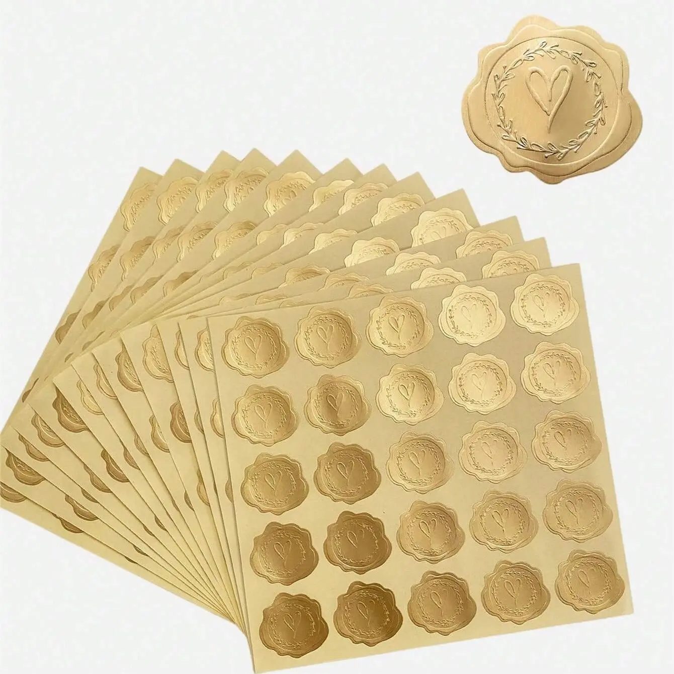 100/200 Embossed Wax Seals, Wedding Invitations, Greeting Cards, Party Gifts, Adhesive Stickers, Perfect for Special Occasions