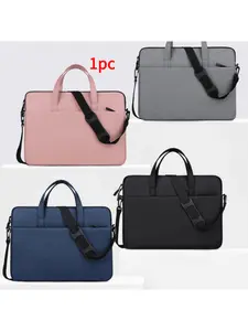 1 piece of solid color simple and lightweight portable laptop bag, portable travel computer protective case, crossbody office computer bag with zipper, can be carried by hand