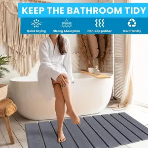 2 Pack Foldable Stone Bath Mats for Bathroom Super Absorbent Diatomaceous Earth Bath Mat Quick Dry Bath Rug Drying Mat Set Shower