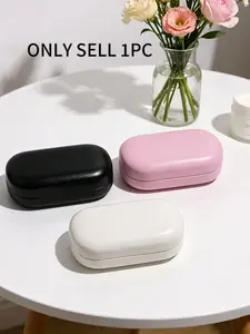 High-End PU Leather Contact Lens Case, Lens Storage, Faux Fur Lining, Hinge Opening, Business Travel Friendly, Casual Style, All Seasons