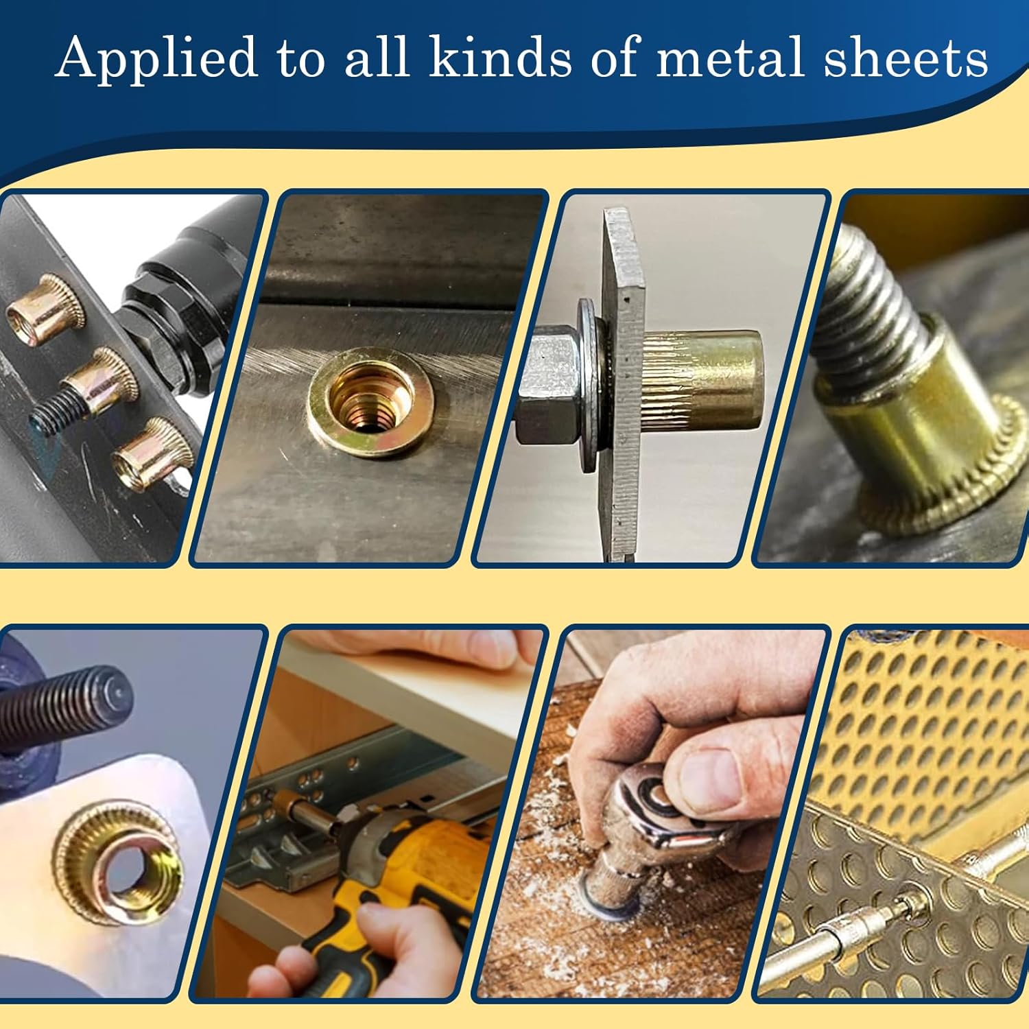 1/4 Rivet Nut, 115Pcs Carbon Steel Zinc Rivet Nuts 1/4-20, 1 4 20 Threaded Insert Rivnut, Flat Head 1 4 x 20 UNC Rivets Nutsert, 1 4 RIV Nuts