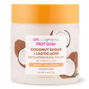 Fruit Glow Coconut Sugar + Lactic Acid Exfoliating Facial Polish Gentle Skincare Daily Exfoliate Smooth Comfort Skin Repair