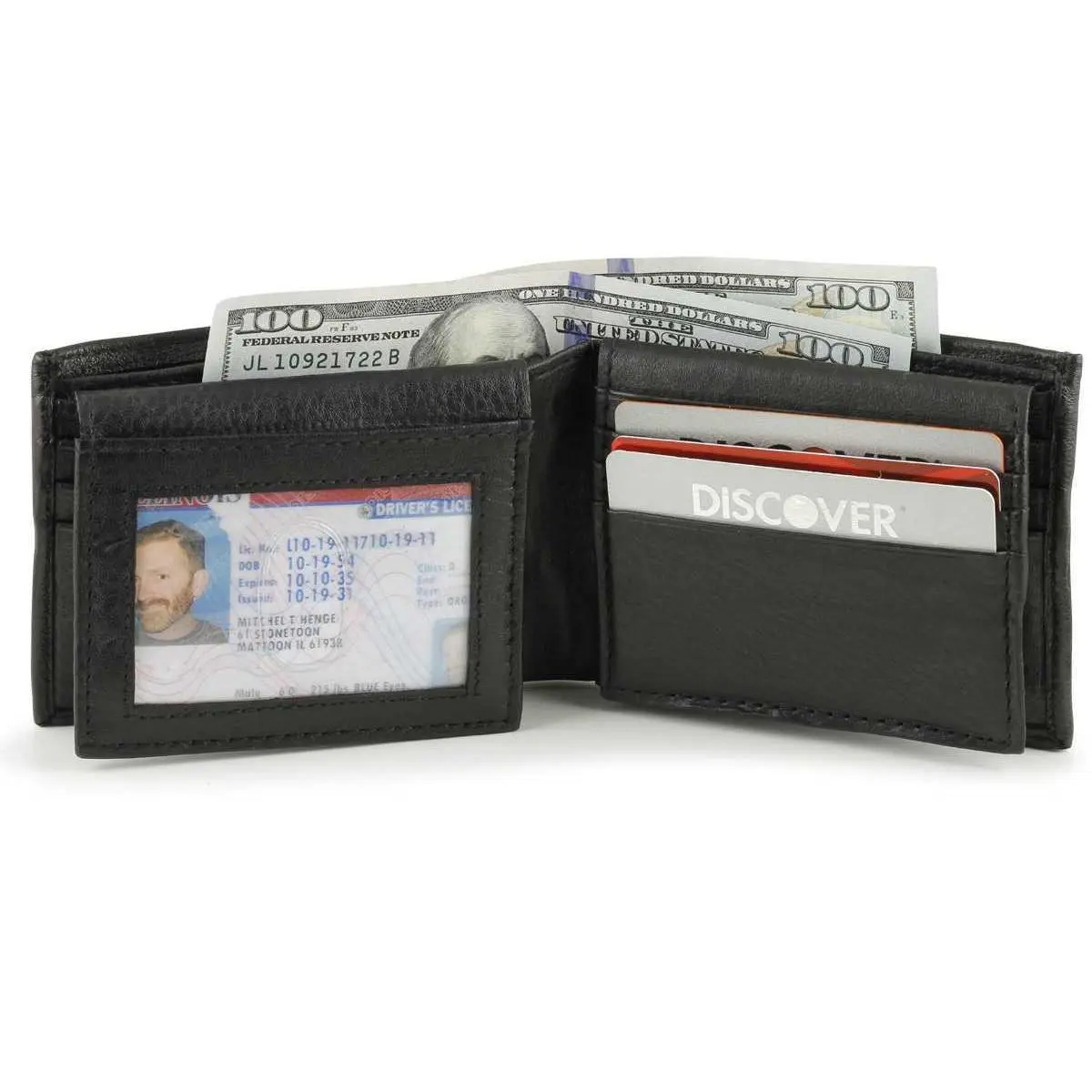 RFID Bifold Wallet with Double Sided Flaps
