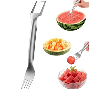 Multifunctional Stainless Steel Dual-Head Watermelon Slicer, Commercial Fruit Meat Separator, Special Knife for Cutting Watermelon Cubes