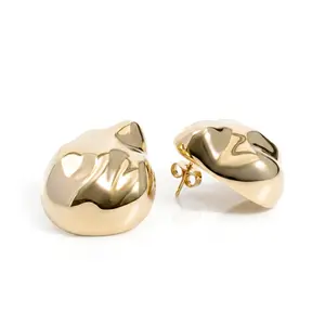 Giselle Textured Dome Drop Earrings Gold