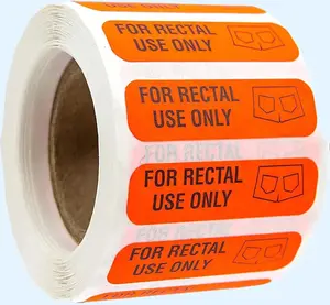 High Visibility "For Rectal Use Only" Glossy Paper Labels, 500-Count 0.5 x 1.5 inches Vibrant Orange Permanent Adhesive Dual-Purpose Labels for Medical Use & Office Pranks (For Friends and Family)