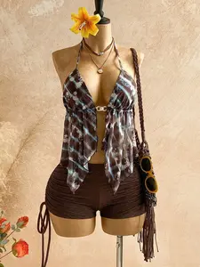 Soleia Womens Backless Halter Neck Camisole, Sexy Summer Beach Vacation Top