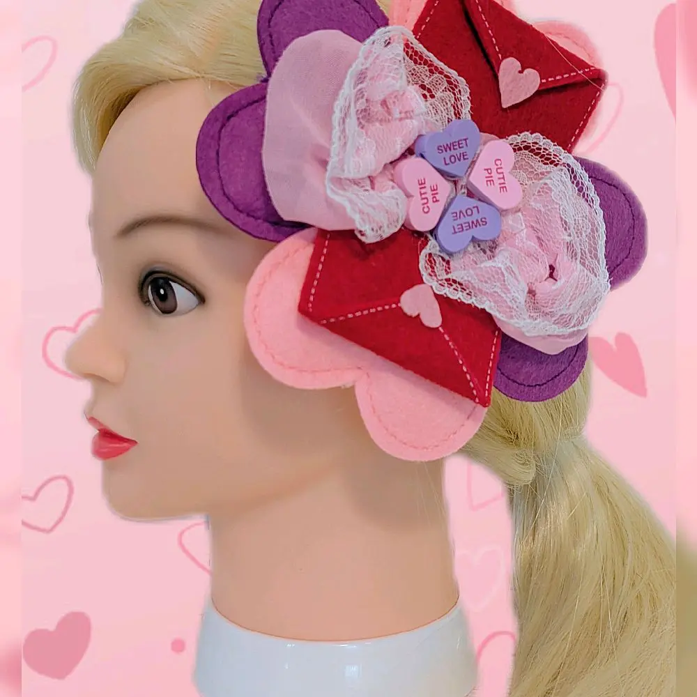 Valentine's Day Hair Bows - 2 Pack with Heart Design and Elegant Accents for Festive Looks