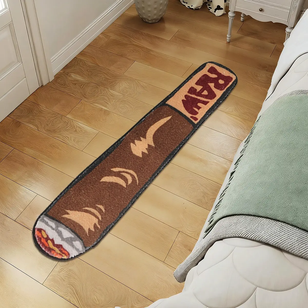 Cigarette Cigar Pattern Carpet, Cartoon Cigar Shape Rug, Shaggy Area Rug,  Soft Plush Accent Mat, Non-Slip Backing, Colorful Aesthetic Floor Carpet