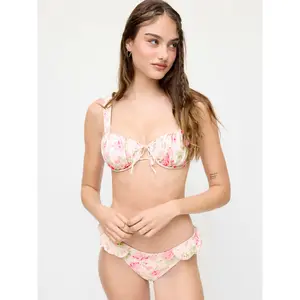 Cider Sweetheart Neck Floral Ruched Underwire Cheeky Bikini Set