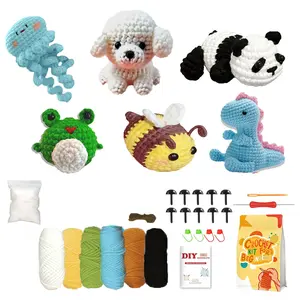 Beginner DIY Crochet Kit with 6 Cute Animal Figures, Easy-To-Learn, Perfect Gift, Stress Relief, Includes Video Tutorial, Crochet Kit for Beginners