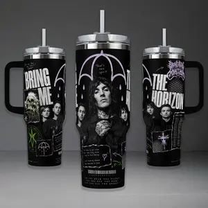 Bring Me The Horizon Band Tumbler, That's The Spirit Umbrella 40oz Cup with Handle, Oli Sykes Metalcore 20oz Stainless Steel Travel Mug, Rock Music Fan Gift, Bring Me The Horizon Inspired Insulated Tumbler
