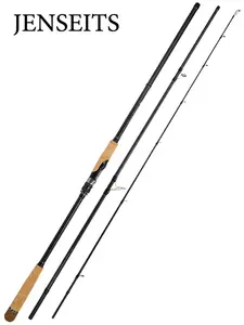Jenseits Fishing Rods, 3-Piece Carbon Fiber Spinning Poles, Saltwater Resistant Guides, 9'/10'/12'-Portable 3-PieceCork/EVA Grip for Bass Trout Inshore & Surf Telescopic Rod Telescoping Rod