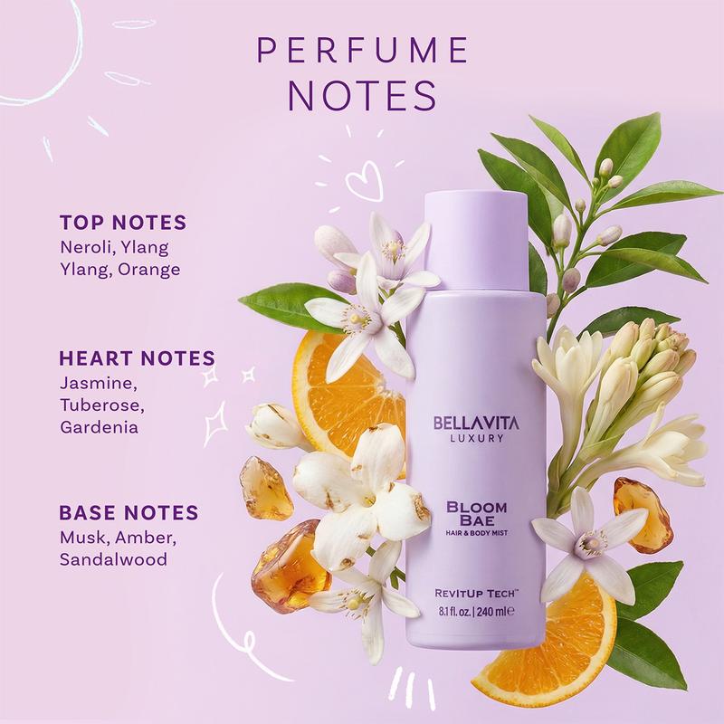 BellaVita Luxury Bloom Bae Hair & Body Mist for Women | Sweet Floral Body Spray | Long-Lasting Hair and Body Mist | Hydrating, Alcohol-Free Perfume Mist | 240ML | 8.12 fl.oz