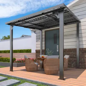 【Multiple packages arrived at different time】Hardtop Gazebo Outdoor Pergola, Small Heavy Duty Lean-to Metal Pergola, Wall-Mounted Grill Gazebo with Galvanized Steel Patio Roof Awning for Patio & Decks
