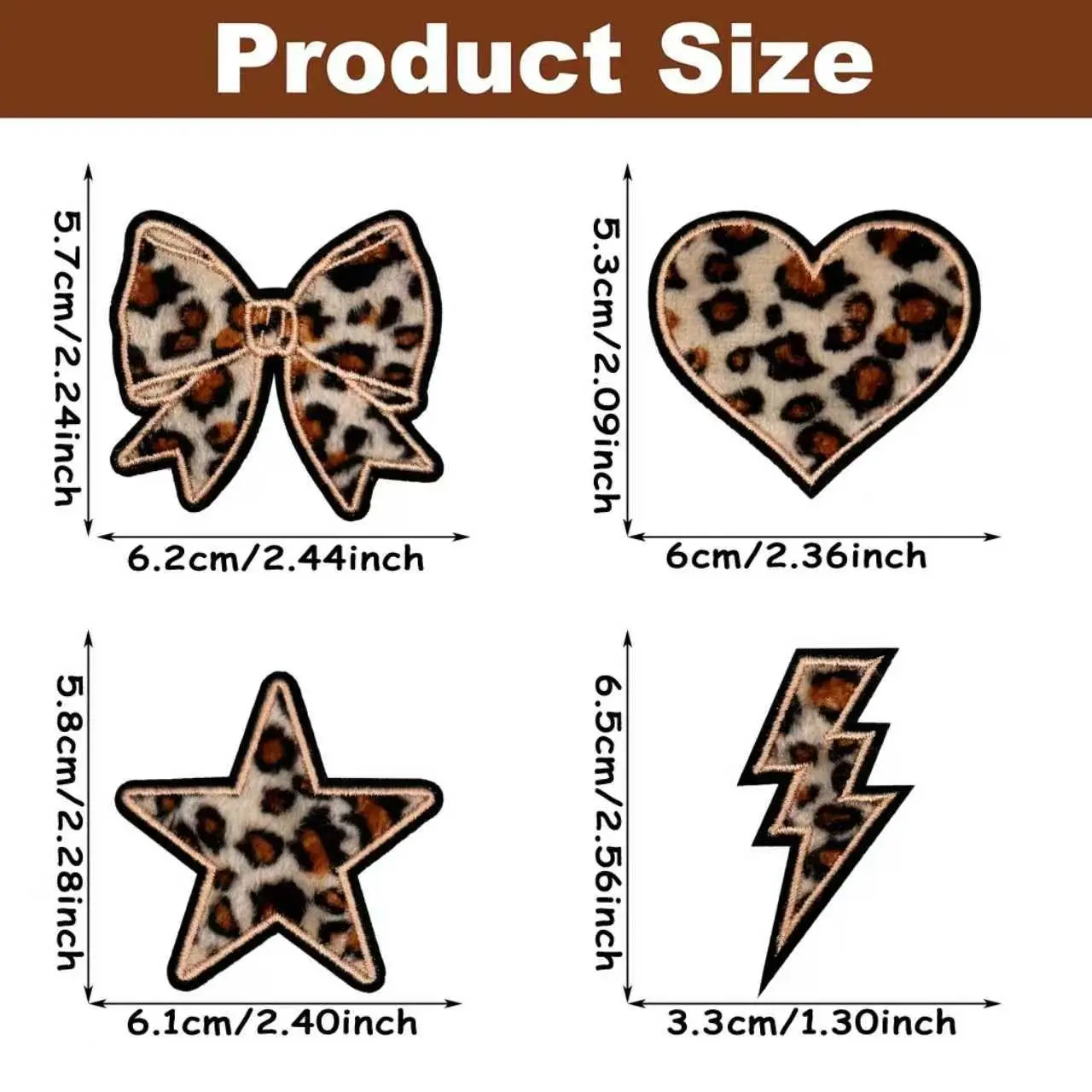 8-Piece Leopard Print Faux Fur Hot Glue Embroidery Patches, Y2K