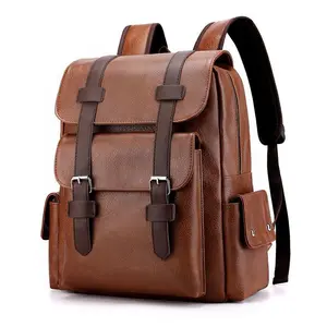 Fashionable large-capacity soft PU leather backpack for men and women, casual trendy backpack for men, high school and college students, school bag, laptop travel backpack