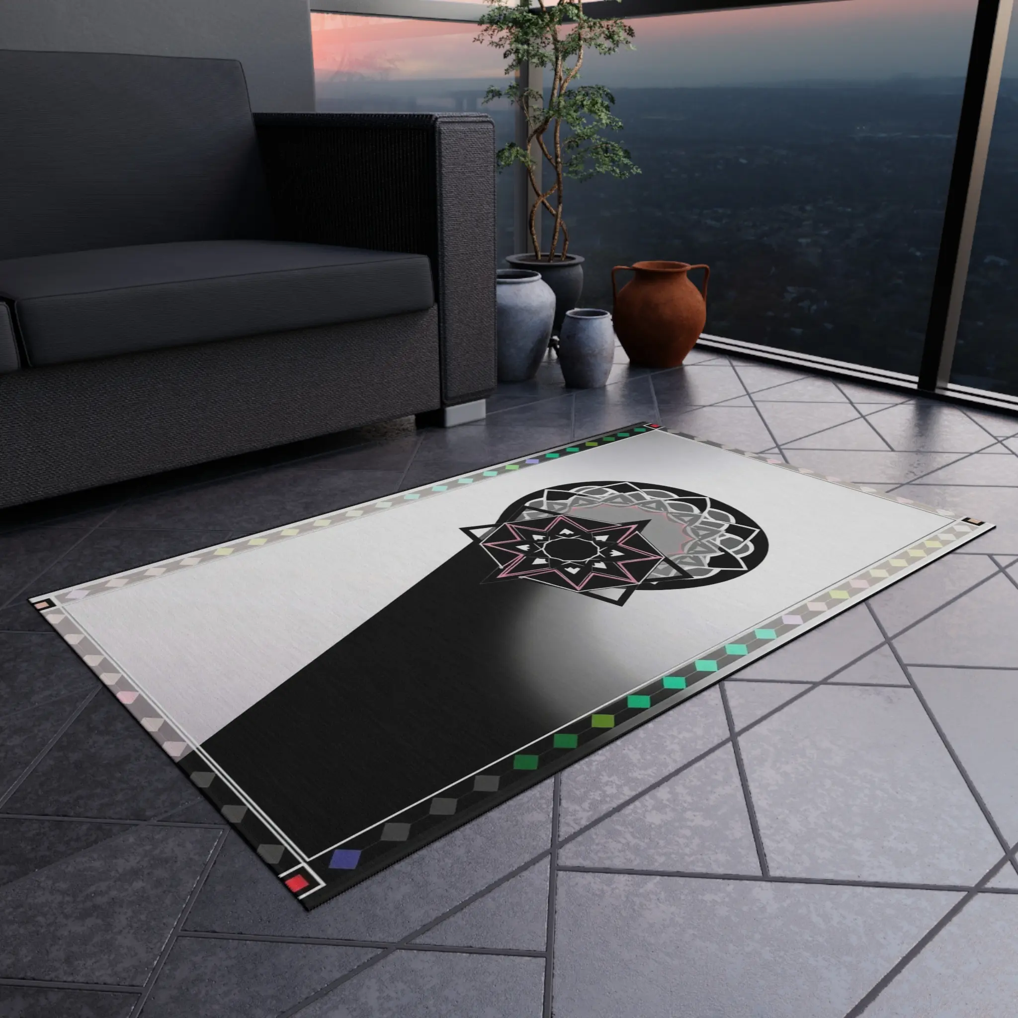 L.s.D Live Source Divine® Chakra & Celestial Meditation Outdoor Rug | Non-Skid
