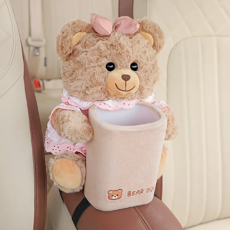 Car Trash Can Paper Towel Holder 2-In-1 Creative High-End Car Interior Organizer, Umbrella Storage Bucket for Vehicles, Car Console Organizer