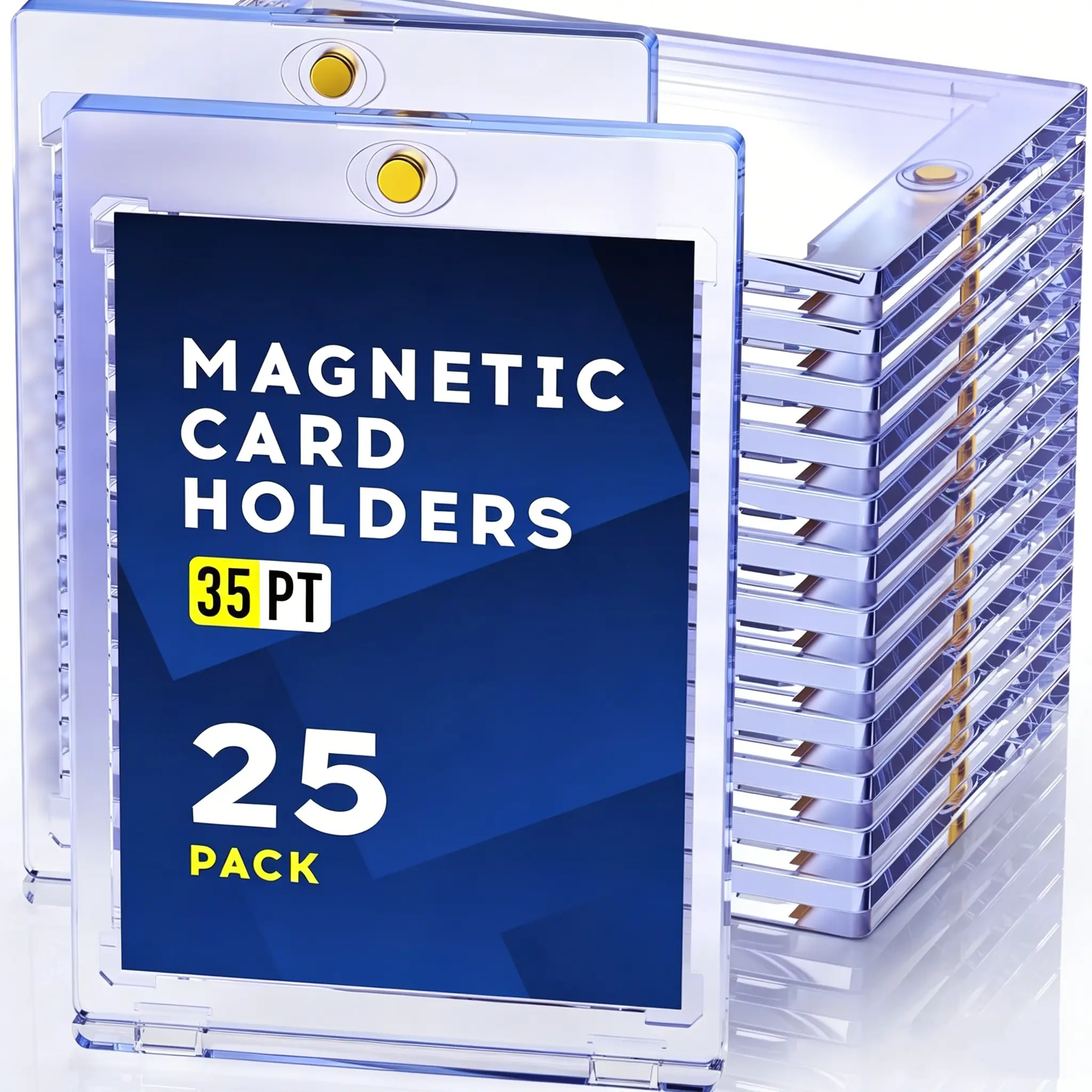 25 Pack UFORU Magnetic Card Holders for Trading,35PT Magnetic Trading Card Holders, UV Protected Clear Acrylic One Touch Card Cases,Strong Magnetic Closure,Fits Sports Baseball Basketball Football Cards,Ideal for Collecting Display and Storage Summervibes