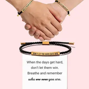 Motivational Bracelet for Women Girls, Positive Affirmation Jewelry “Don’t Let The Hard Days Win”, Anxiety Relief & Mental Health Reminder Gift, Inspirational Adjustable String Bracelet, Encouragement Gift for Her Friend Daughter