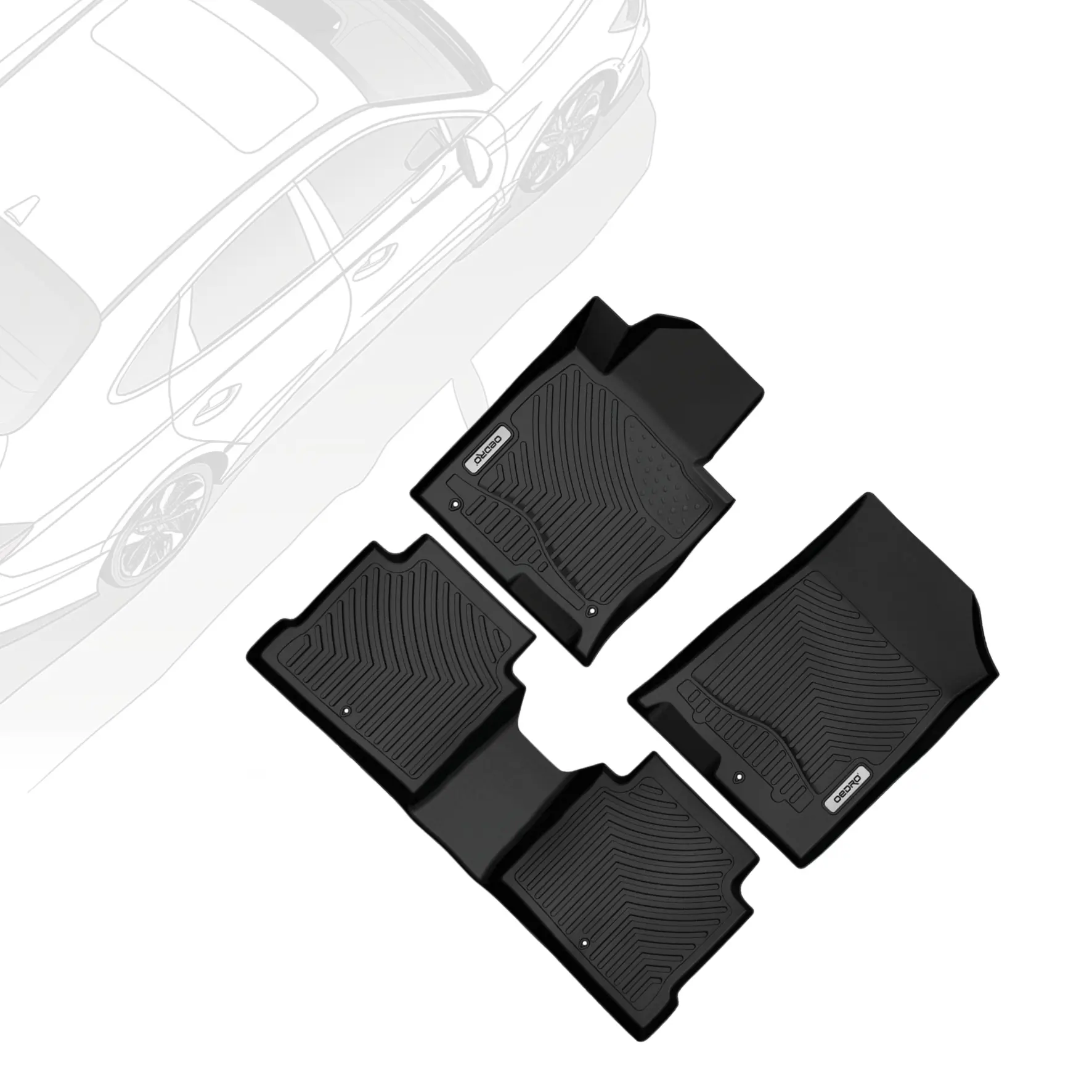OEDRO TPE Floor Mats fits 2016-2020 KIA OPTIMA, 2015-2019 Hyundai Sonata, All Weather, Waterproof