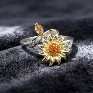 Worry Ring Spinner SUNFLOWER Ring Real Fidget Rings for Comfort and Stress Relief Versatile Tactile Solution Ideal for Everyday Use casual daily wear accessory need  to  fidget