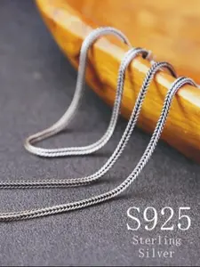 925 Sterling Silver Fox Tail Design Adjustable Pendant Necklace, Fashion Jewelry for Party, Daily Clothing Decor, Trendy All-match & Exquisite Jewelry for Birthday Gift