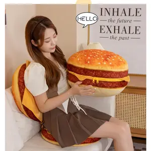 Creative Realistic Burger Plush Toy Doll, Sofa Cushion Pillow, Eat Lover Steak Burger, Soft and Cozy Seat Pad Chair Mat