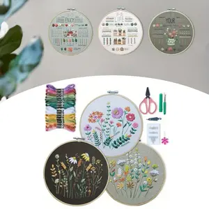 3-Piece Embroidery DIY Handmade Material Pack, Beginner Practice Needle and Thread Embroidery Kit, DIY Beginner Kit, Suitable for Creative Gifts for Mothers and Female Friends