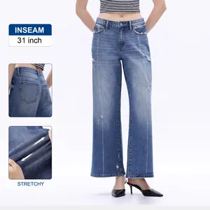 LOW RISE WIDE LEG DENIM JEANS
