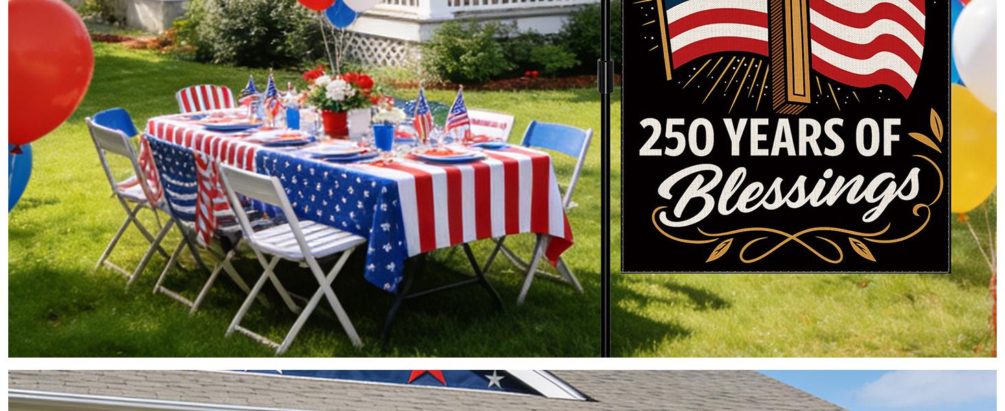 Blessings 250 Years America Garden Flag, 250 Anniversary USA Flag America Patriotic Banner 250 Year One Nation Under God 4th of July Double-Sided Waterproof 1776-2026 Commemorative Flag 12x18 Inch