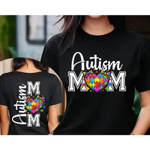Autism Mom T-shirt, Autism Awareness Puzzle Heart T-Shirt, Support Tee