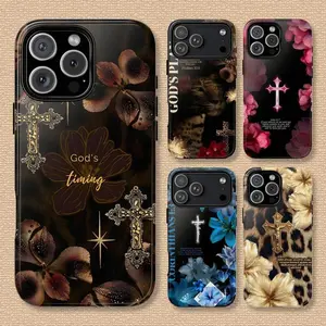 Christian Floral Cross Phone Case – Elegant Faith-Inspired Design with Bible Verses & Flowers  Aesthetic Protective Cover for iPhone 11–17 Series, Perfect Gift for Believers