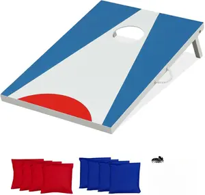 Costzon 3 x 2FT Cornhole Board Set, Portable Cornhole Board w/Foldable Legs & Side Handle, 8 Bean Bags Included, Storage Bag, for Backyards Lawns