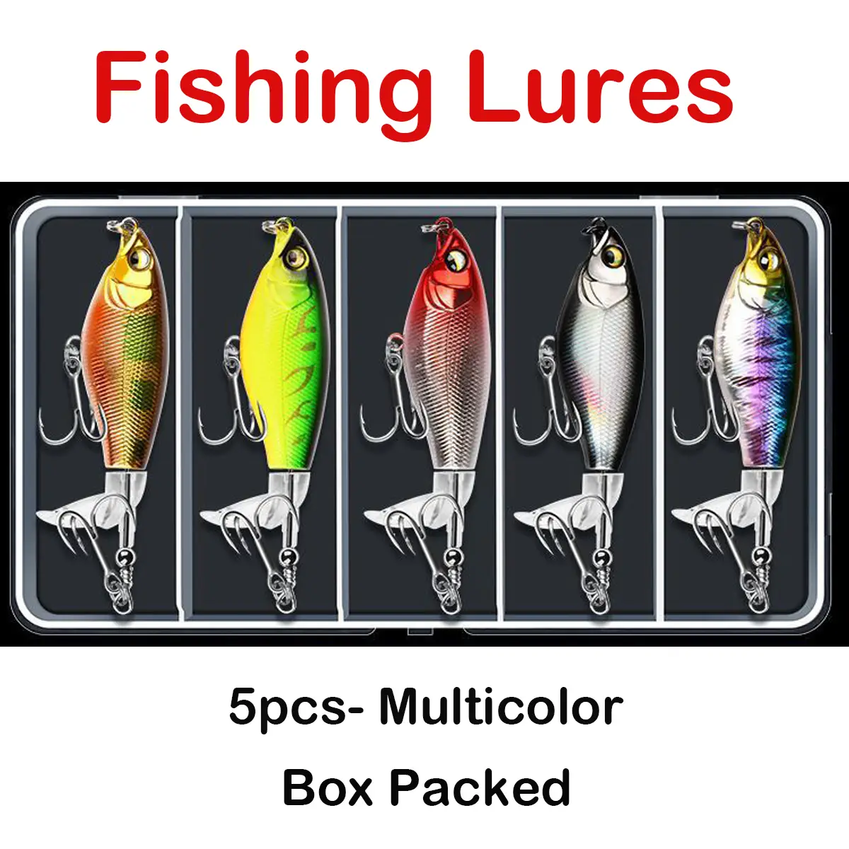 5PCS-Top Floating Swimming Water Bass Fishing Lures, Box Packed Fishing Lures with Propellers-Catfish Bait Trout Lures Gifts for Men