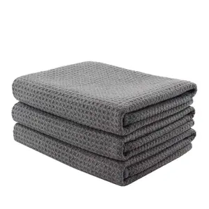 Waffle Weave Microfiber Towel (16"x24", 380GSM, Pack of 3)