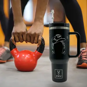 AKU Cowboy Hat Tumbler 40 oz Stainless Steel Vacuum Insulated with Handle & Straw Lid for Coffee Travel Gym Laser Engraved 8Hrs Hot 12Hrs Cold 32Hrs Iced