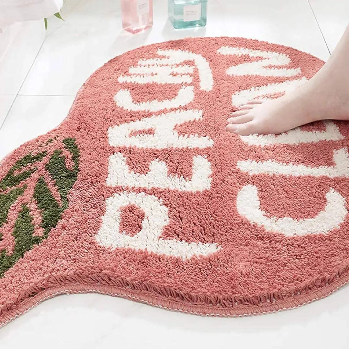 Peach Shaped Door Mat, 1 Count Non-slip Soft Floor Mat, Absorbent Bath Rug, Washable Floor Mat for Home Bathroom Living Room, Decorative Rug Mat, Bathroom Mats, Home Decorative Rugs