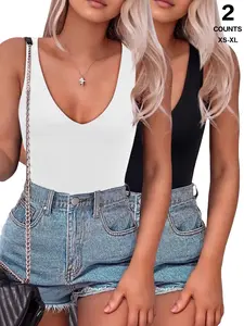 Women's Bodysuit Plunge Deep V Neck Backless Sleeveless Basic Going Out Tank Tops Thong Body Suits Leopard