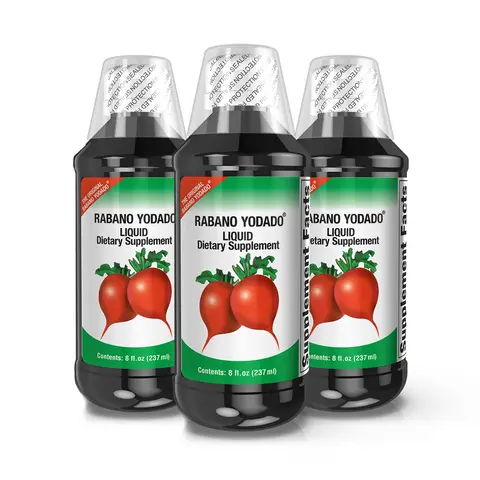 RABANO YODADO Suplemento Liquido de Yodo con Vitaminas B1, B6 y B12 | Iodine Supplement for Daily Energy, 3 Frascos de 8 Fl Oz