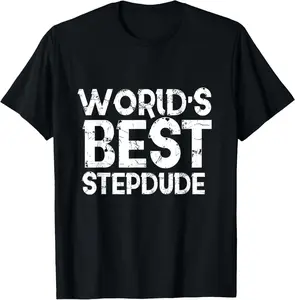 Men's Letter "Worlds Best Stepdude Shirt Step Father Day Dude Dad Stepdad" Print Round Neck Tee, Regular Fit Casual Short Sleeve T-shirt For Summer, Men's Top For Daily Outdoor