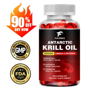 Antarctic Krill Oil 2000mg Capsules, Omega-3 EPA, DHA, with Astaxanthin Supplement Sourced from Red Krill, Maximum Strength, Brain Booster Health, Promotes Cardiovascular Health, Accelerates Metabolism, Antioxidant Supplement, Skin Health