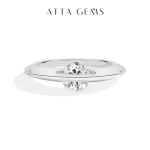 ATTAGEMS Round Cut 1.0ct D Color Lab-Created Moissanite Ring for Women Men Unisex Real S925 Sterling Silver Anniversary Birthday Party Jewelry for Gift R306