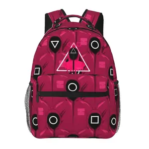 Squid Game backpack with large capacity — Squid Game laptop backpack for daily commuting, business, hiking; cartoon casual Squid Game merchandise travel daypack and school bag for kids, women, men, and gift giving.