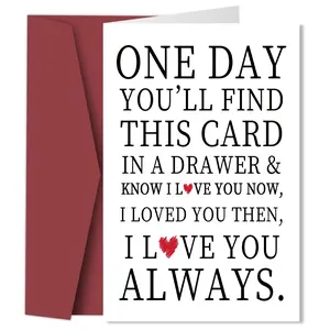 1pc Funny Anniversary Card with Envelope, Happy Anniversary Card for Wife or Husband, Romantic Valentine's Day Greeting Card, I Love you Card for Boyfriend or Girlfriend, Card Design - One Day You'll Find This Card In A Drawer