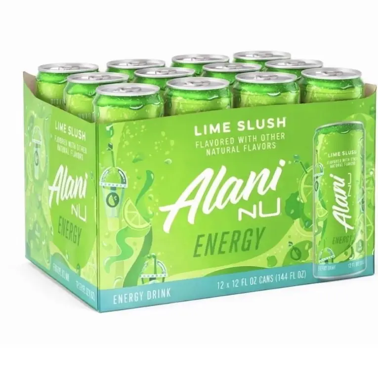 Alani Nu Energy Drink, Lime Slush Flavor, 12 Pack (12fl oz Cans), Sugar Free, Low Calories, 200mg Caffeine